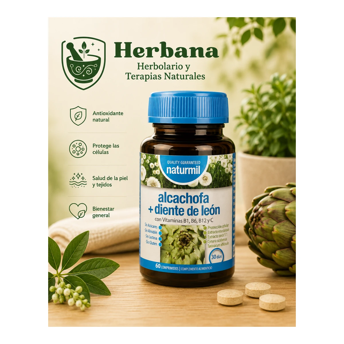 Alcachofa con diente de león
